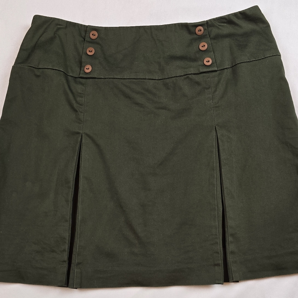 Army Green A-Line Pleated Skirt
